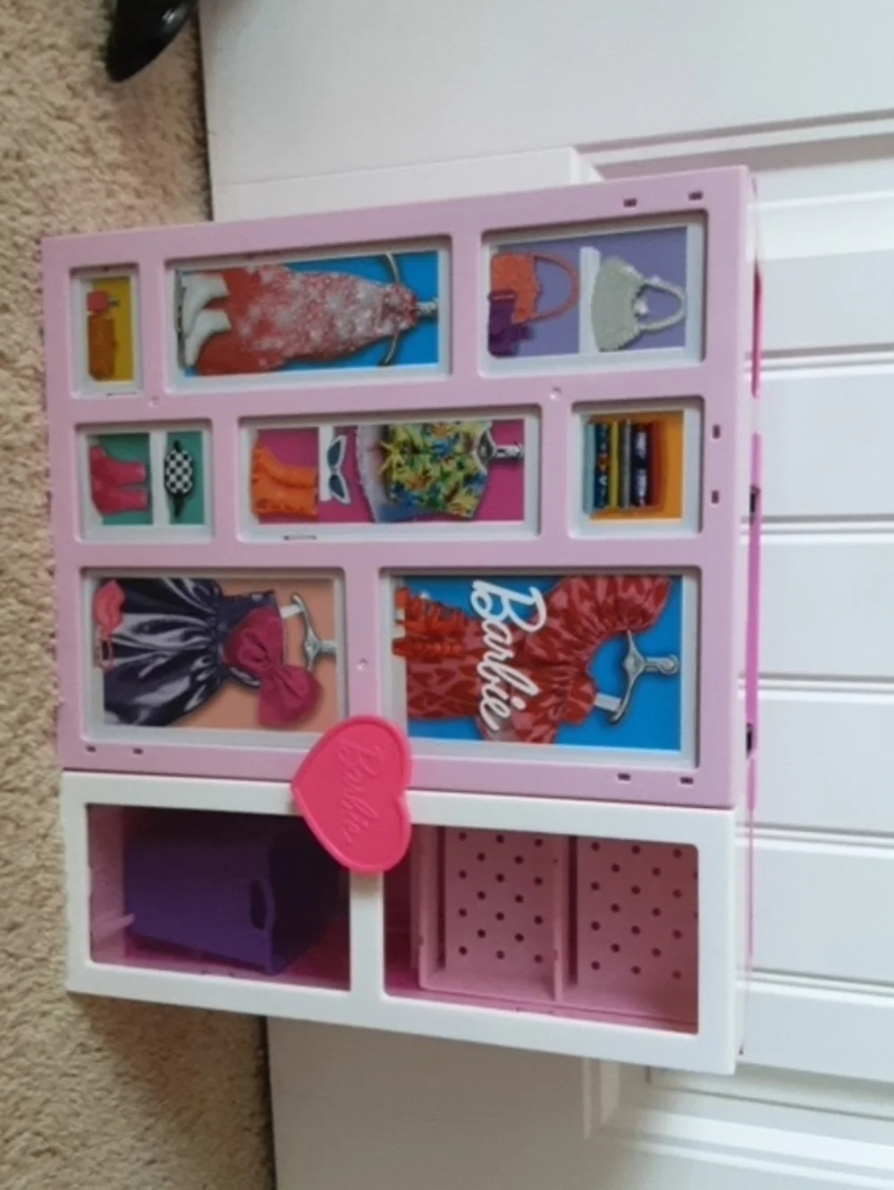 Barbie Closet With A Pile Of Random Doll Clothes And Accesories